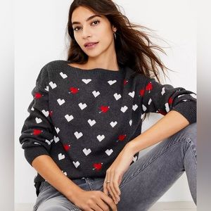 LOFT Heart Boatneck Sweater Size‎ Small Excellent!